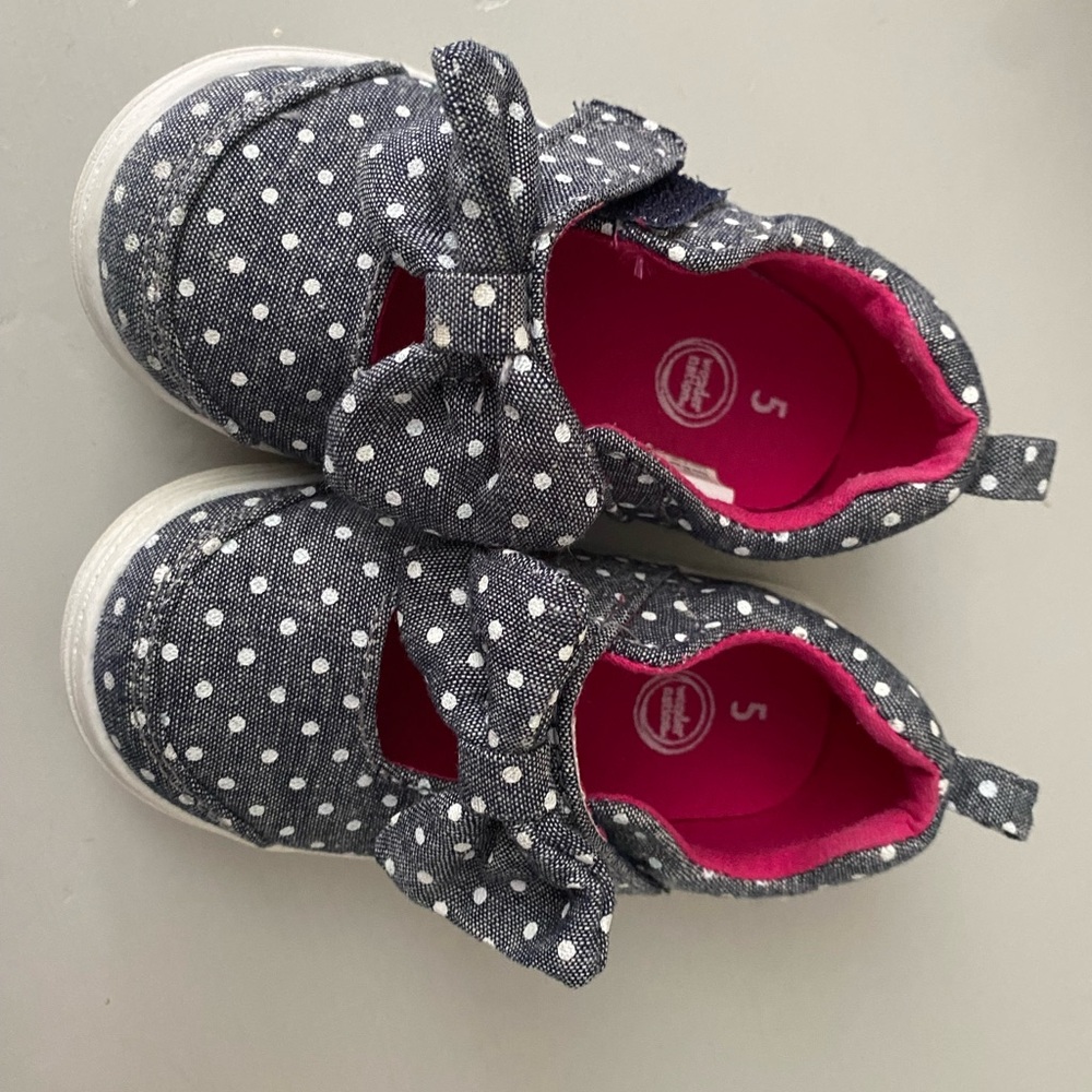 Wonder Nation Polka Dot Girls Shoes size 5 Gray